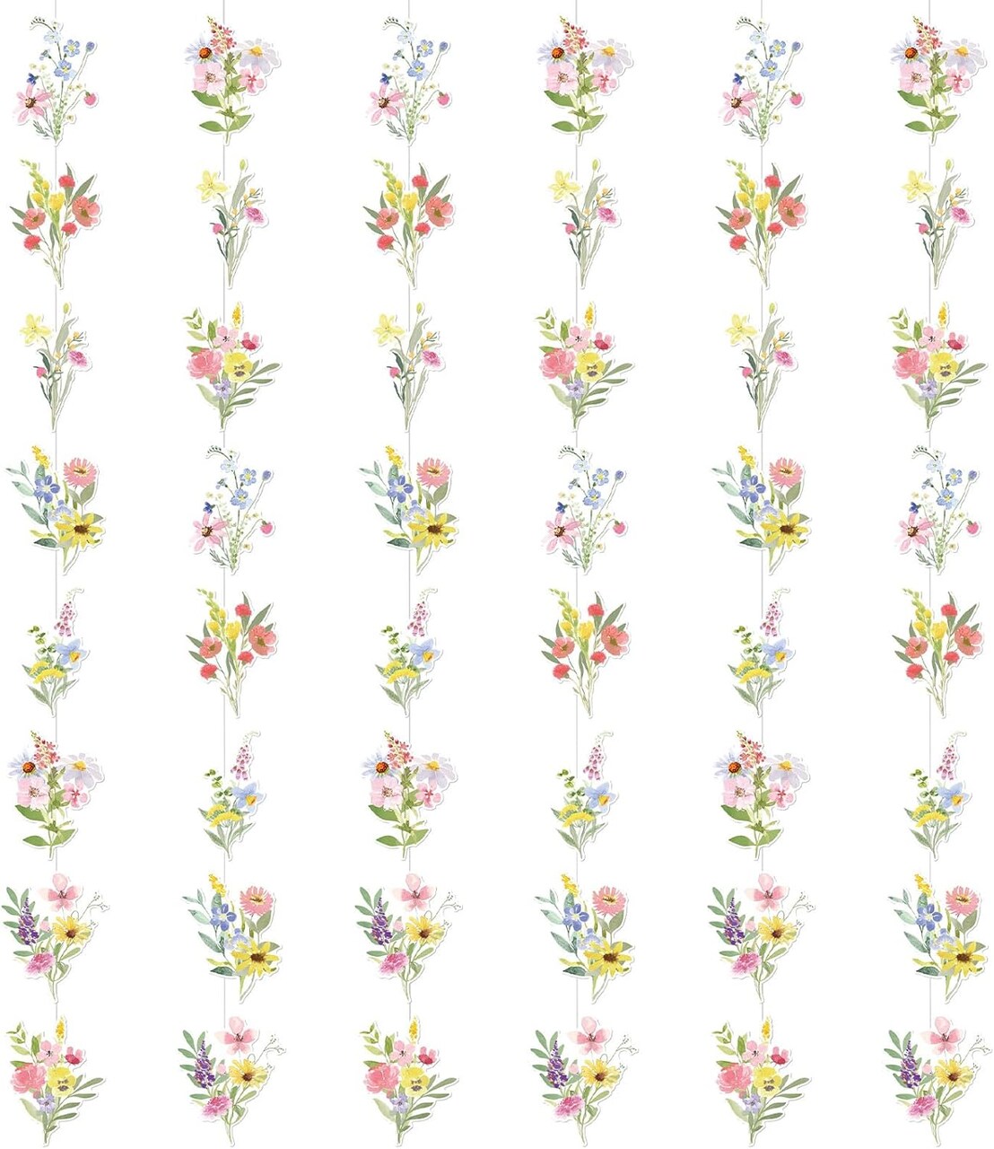 6 Pcs Wildflower Garland Streamers – Flower Paper Hanging Garland for Wildflower Themed Party Decorations, Ceiling Decor for Spring, Women’s Party Supplies